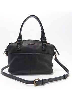 American Leather Co.‎ Black Small Pebble Leather Crossbody Satchel Bag